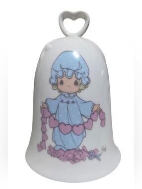 Enesco Porcelain Bell with Blue and Pink Precious Moments Girl